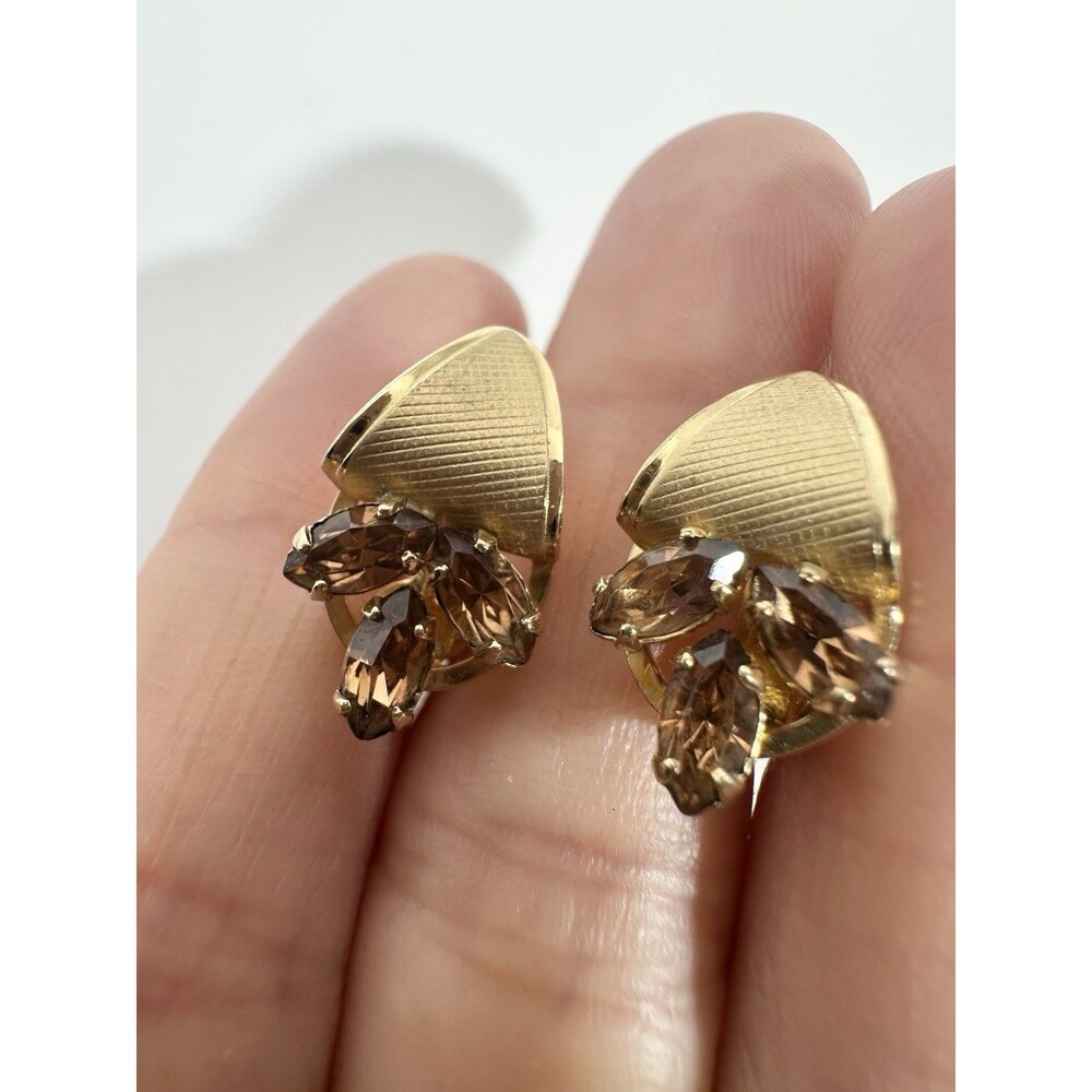 Vintage 14k Gold Filled Rhinestone Screw Back Earrings